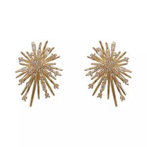 💎A032💎 *NEW ELEGANT 18K YELLOW GOLD FIREWORKS STUD EARRINGS